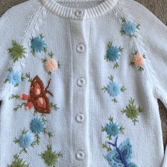 Vintage Handmade Floral Sweater Cardigan Sz Large - Picture 2 of 5